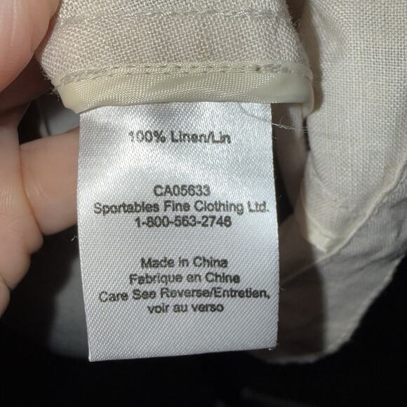 100% Linen Safari Shirt/jacket Utility Coastal Drawstring Waist Roll Tab L EUC - Picture 12 of 13